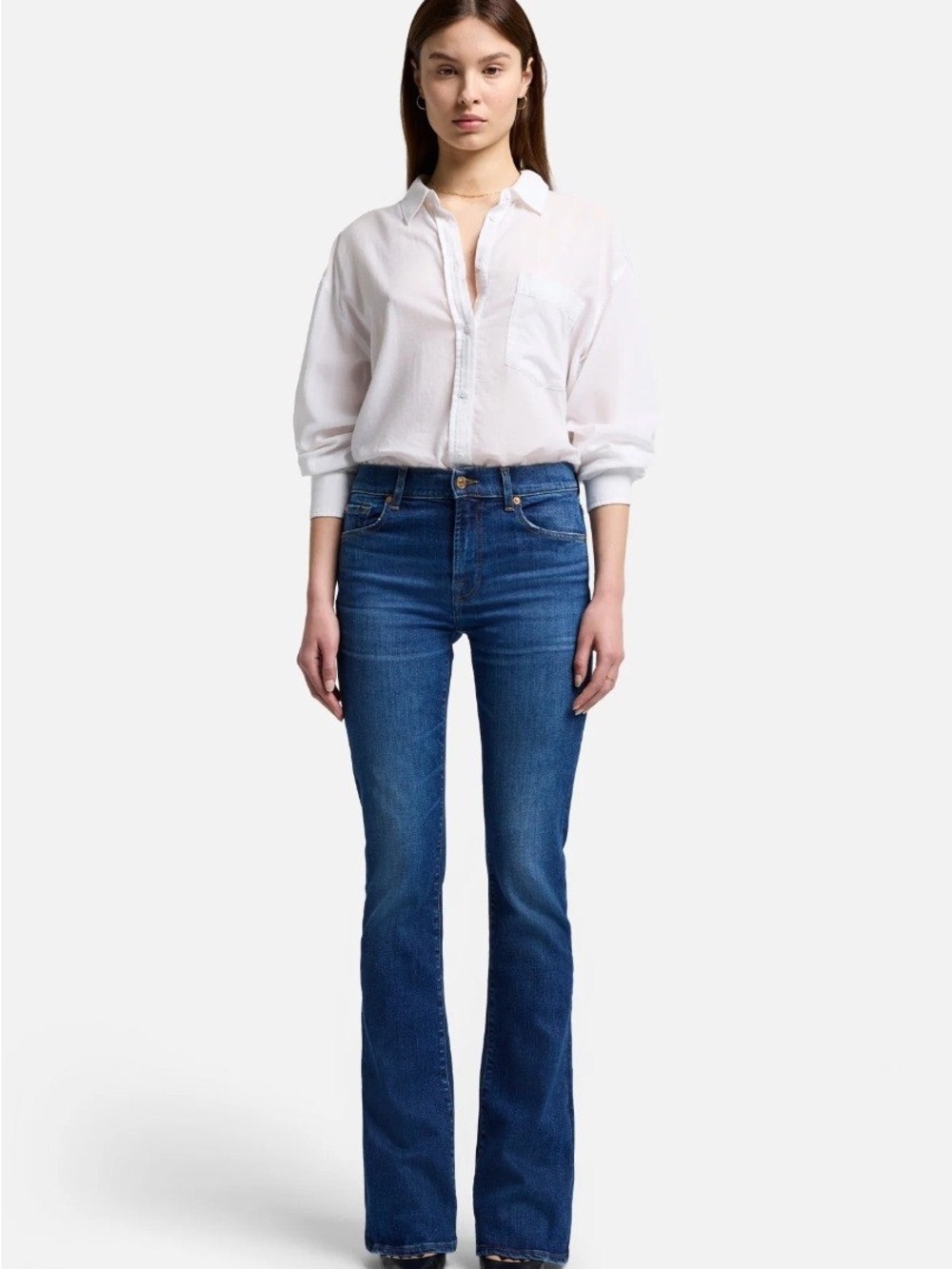 7 For All Mankind Slim Illusion Mid-Rise Flare Jeans – (23-24)